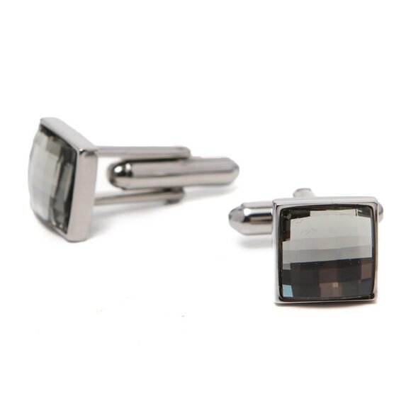 Swarovski Crystal Square Faceted Cufflinks Jewel Bling Silver Swan Stamped - Picture 10 of 11